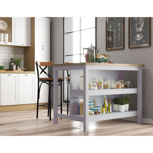 Bancada gourmet ilha cozinha Ditália 2 Prat. Cinza CD-1019