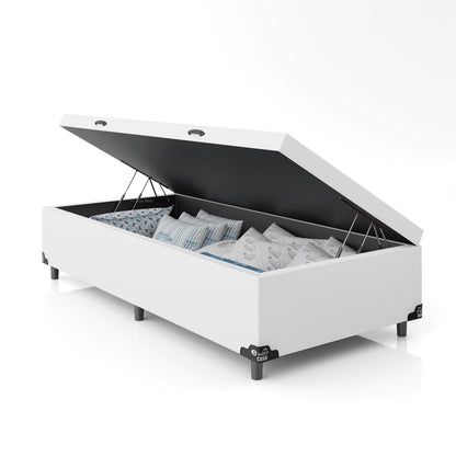 Baú Box Solteiro - Couro Branco