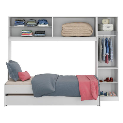 Bicama com Guarda-Roupa/Roupeiro para colchão 88 x 188 cm Multimóveis Branca