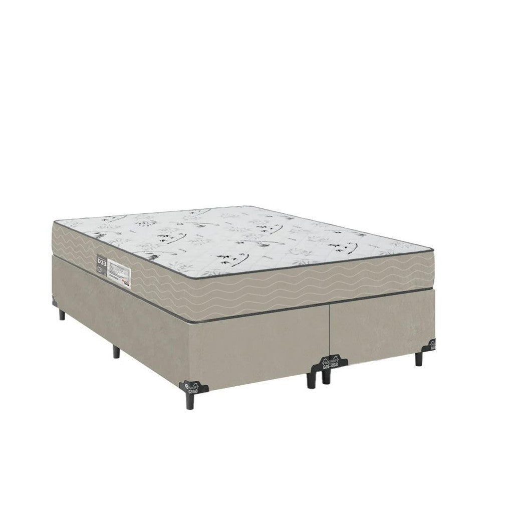 Cama Box Casal Bipartido + Colchão D33 One Face