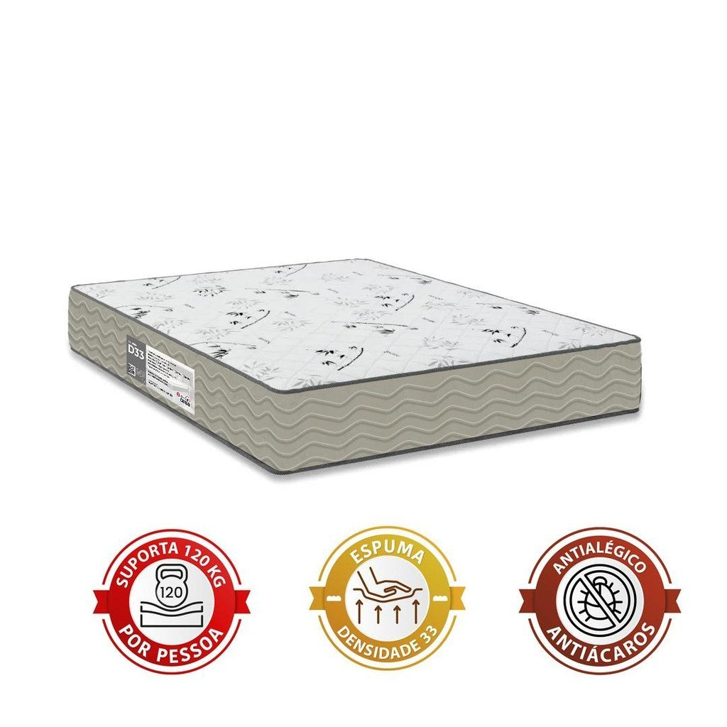 Base Viúva + Colchão D33 One Face - Suede Bege