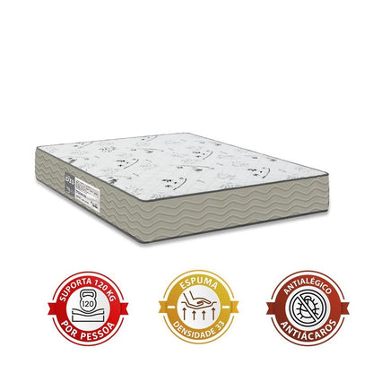 Base Viúva + Colchão D33 One Face - Suede Bege