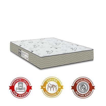 Cama Box Casal Bipartido + Colchão D33 One Face