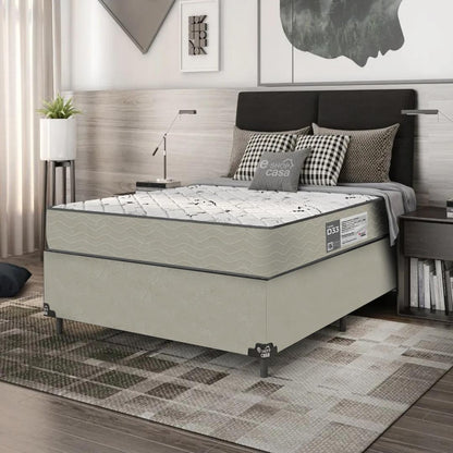 Base Viúva + Colchão D33 One Face - Suede Bege