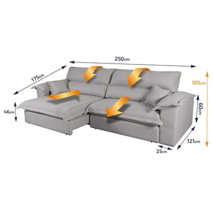 Sofá Retrátil Reclinável 2,50m Nivus Cinza c/ Molas Ensacadas - King House