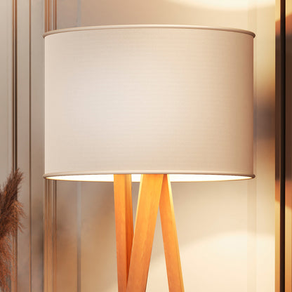 Luminária de Chão Tripé em Madeira com Cúpula Abajur Sala Quarto Escritório Moderna Elegante Decorativa