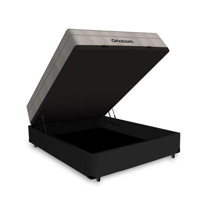 Cama Box Baú Casal + Colchão de Molas Ensacadas Ortobom AirTech SpringPocket 138cm