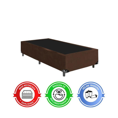 Cama Box Solteiro + Colchão D33 One Face - Suede Marrom