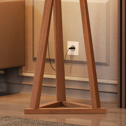 Luminária de Chão Tripé em Madeira com Cúpula Abajur Sala Quarto Escritório Moderna Elegante Decorativa