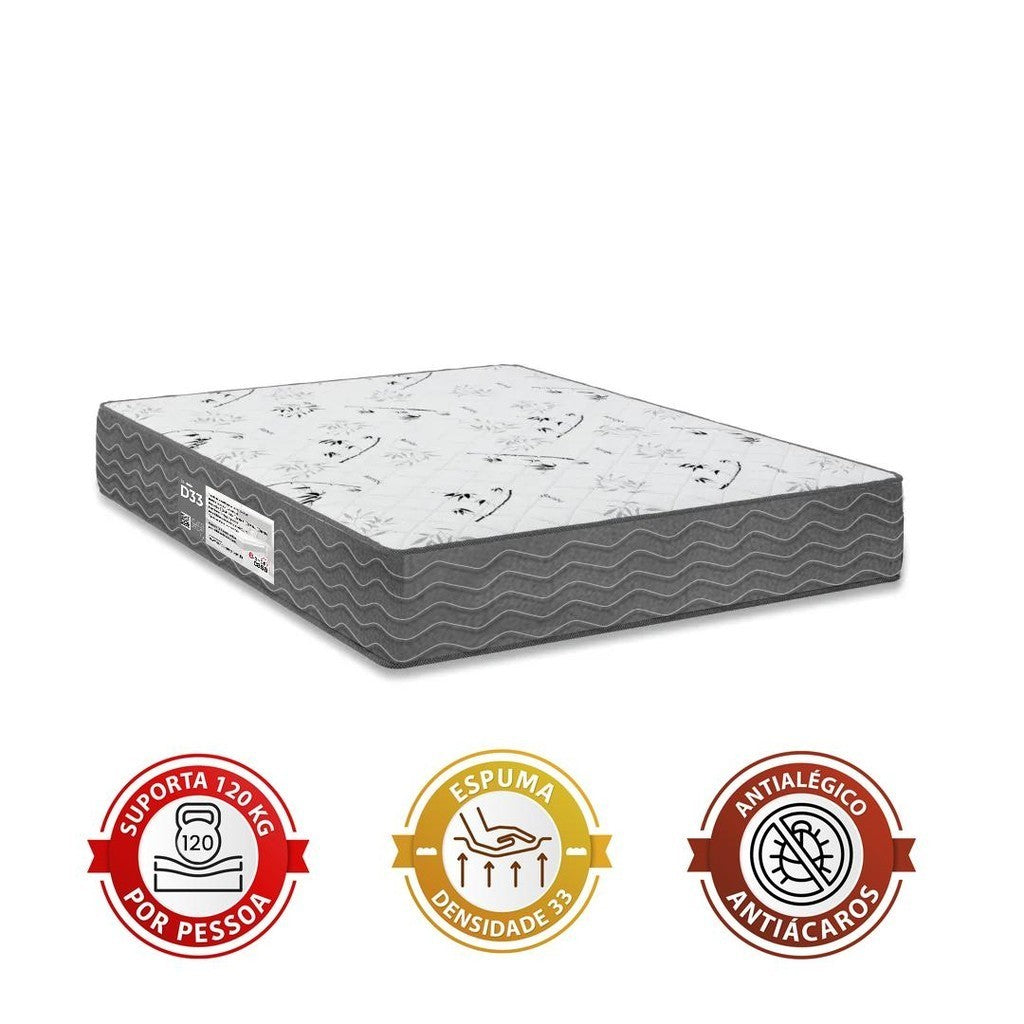 Cama Box Casal Bipartido + Colchão D33 One Face - Suede Cinza