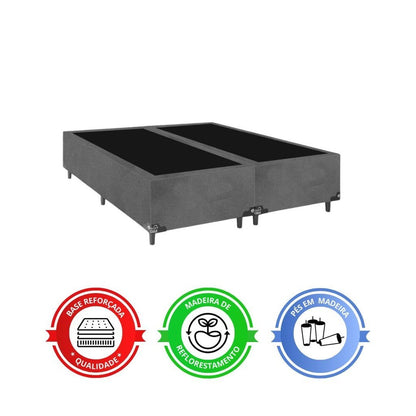 Cama Box Casal Bipartido + Colchão D33 One Face - Suede Cinza