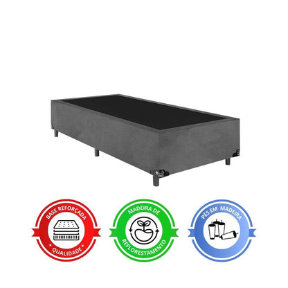 Cama Box Solteiro + Colchão D33 One Face - Suede Cinza