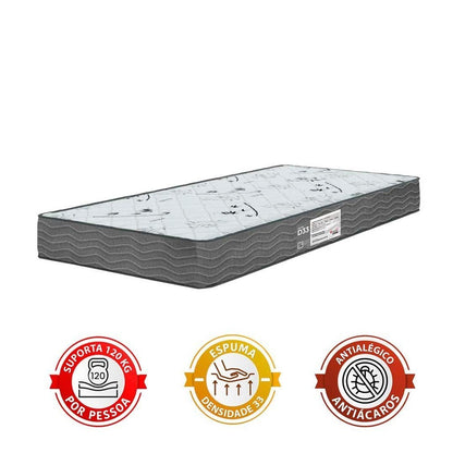 Cama Box Solteiro + Colchão D33 One Face - Suede Cinza