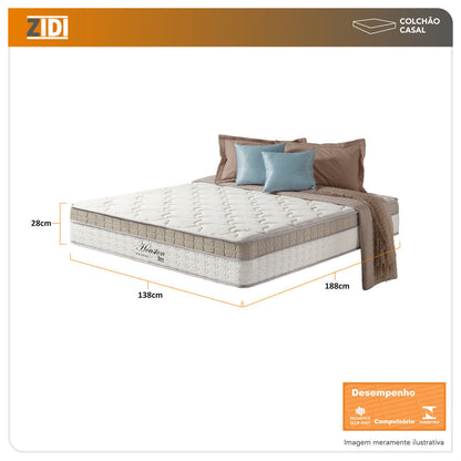 Colchão Casal Houston Molas Ensacadas Pillow In 138x188x28cm
