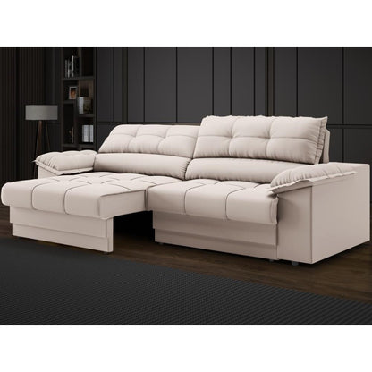 Sofá com Carregador USB e Molas no Assento Retrátil Reclinável Mimo 2,30m Velosuede - NETSOFAS