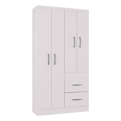Guarda Roupa Solteiro Milão 4 Portas Branco Brilho - Poquema