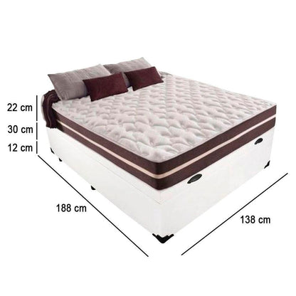 Cama Box Baú Casal + Colchão De Molas Colchões Classic Superlastic 138x188x64 Branco