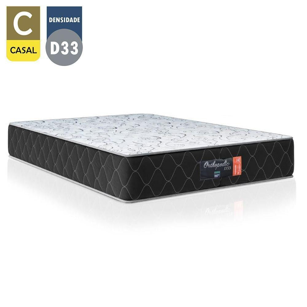 Cama Box Baú Casal + Colchão Semi Ortopédico Extra Firme Espuma D33 Colchões 138x188x72 Branco