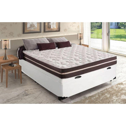 Cama Box Baú Casal + Colchão De Molas Colchões Classic Superlastic 138x188x64 Branco