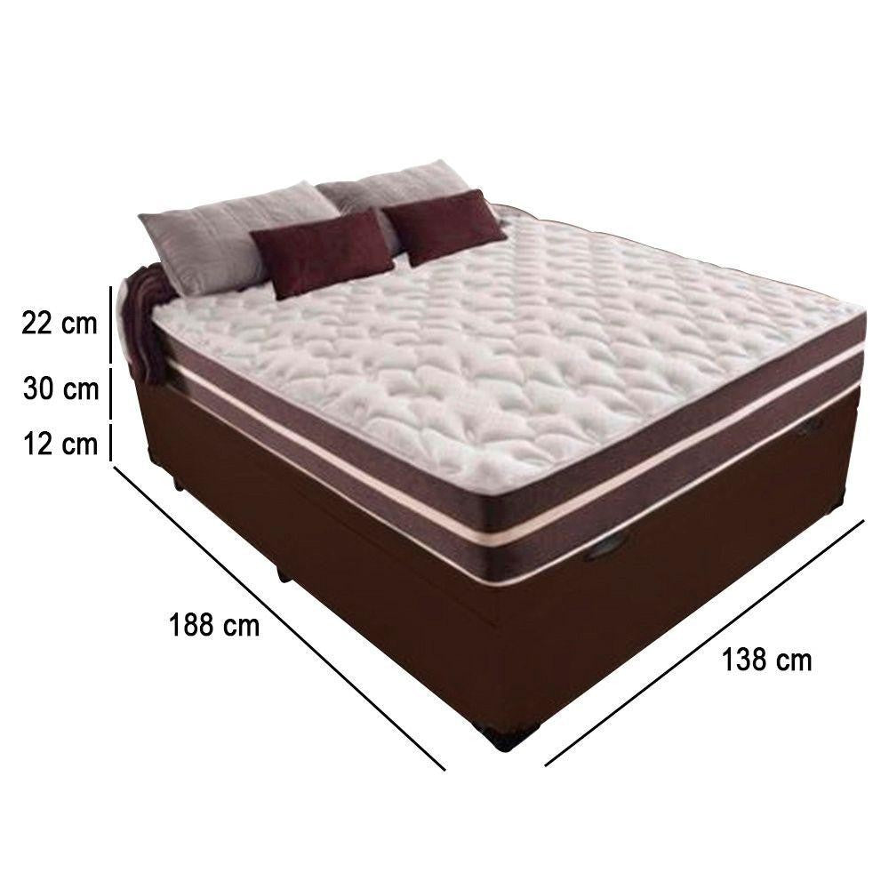 Cama Box Baú Casal + Colchão De Molas Colchões Classic Superlastic 138x188x64 cm Marrom
