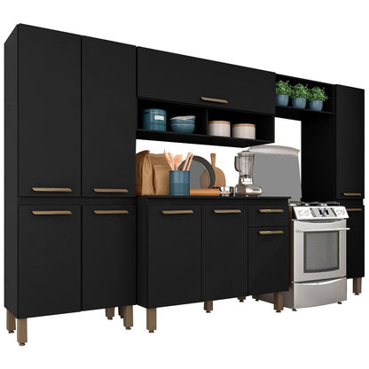 Armário De Cozinha Tieli 5 Peças Preto Fosco - Móveis Arapongas